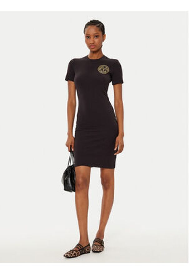 Versace Jeans Couture Sukienka codzienna 78HAOT00 Czarny Slim Fit. Okazja: na co dzień. Kolor: czarny. Materiał: bawełna. Typ sukienki: proste. Styl: casual