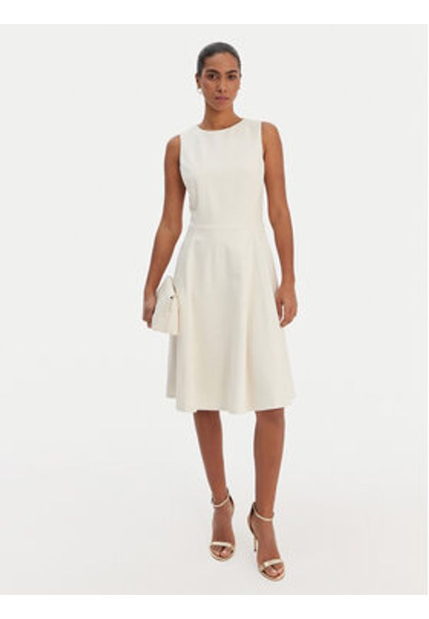Lauren Ralph Lauren - LAUREN RALPH LAUREN Sukienka koktajlowa 200980935002 Écru Slim Fit. Materiał: wiskoza. Styl: wizytowy