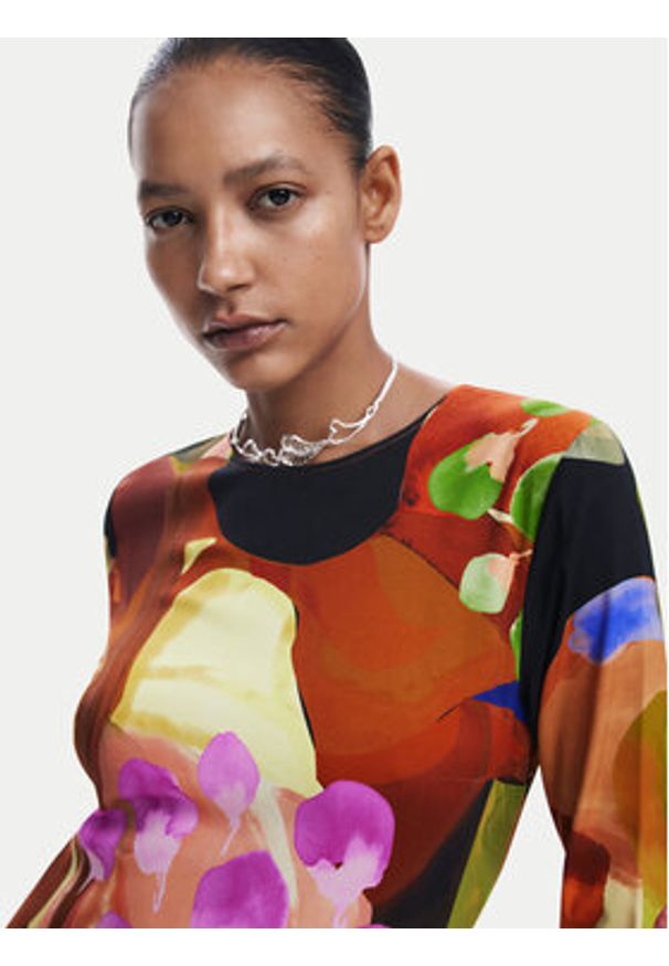 Desigual Sukienka codzienna Petals Lacroix 24WWVW18 Kolorowy Regular Fit. Okazja: na co dzień. Materiał: wiskoza. Wzór: kolorowy. Typ sukienki: proste. Styl: casual