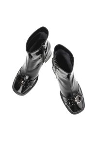 Czarne Botki S.Barski Eleganckie Obuwie Damskie Na Obcasie. Zapięcie: sprzączka. Kolor: czarny. Materiał: lakier. Obcas: na obcasie. Styl: elegancki. Wysokość obcasa: średni #6
