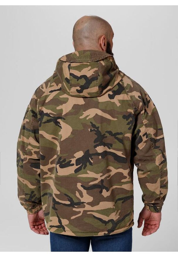 PITBULL - Kurtka męska Pitbull kangurka z kapturem Bassmore. Typ kołnierza: kaptur. Kolor: brązowy, zielony, wielokolorowy. Materiał: softshell