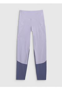 4f - 4F Legginsy do jogi i pilatesu szybkoschnące damskie - niebieskie L. Stan: podwyższony. Kolor: niebieski. Materiał: materiał, elastan, włókno, syntetyk. Długość: długie. Sport: joga i pilates
