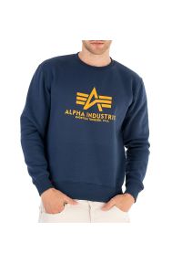 Bluza Alpha Industries Basic Sweater 178302463 - granatowa. Kolor: niebieski. Materiał: tkanina, poliester, bawełna. Styl: sportowy, klasyczny