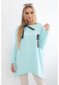 Inny - Bluza oversize z asymetrycznymi bokami miętowa. Kolor: miętowy. Materiał: elastan, prążkowany, materiał, bawełna. Długość: długie