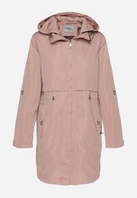 Born2be - Różowa Kurtka Parka Ściągana w Talii z Odpinanym Kapturem Milabra. Kolor: różowy. Materiał: jeans. Styl: klasyczny, sportowy #4