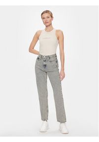 Calvin Klein Jeans Top Hero Monologo Rib Tank J20J222975 Écru Regular Fit. Materiał: bawełna #6