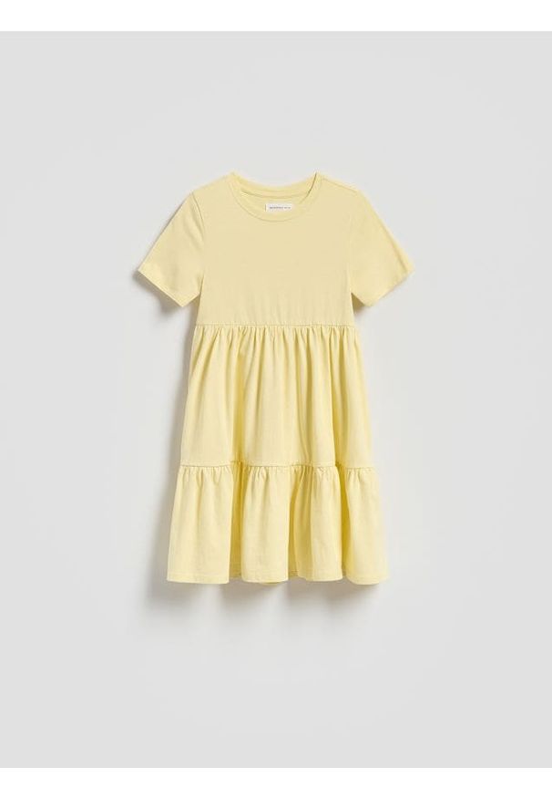Reserved - Bawełniana sukienka - jasnożółty. Kolor: żółty. Materiał: bawełna