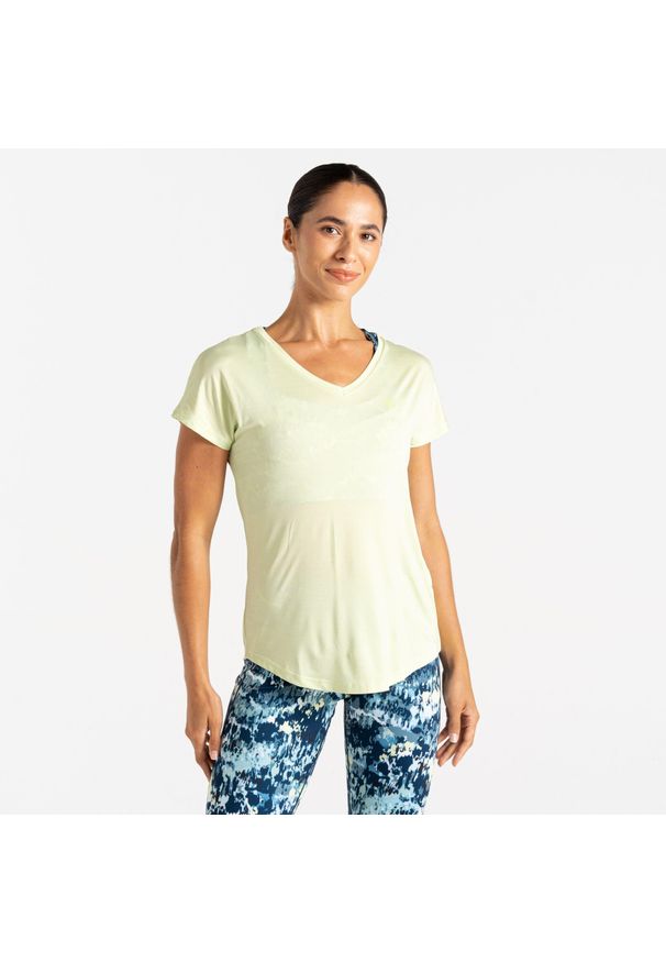DARE 2B - Vigilant damska sportowa koszulka. Kolor: żółty. Materiał: tkanina, skóra. Sport: fitness, turystyka piesza