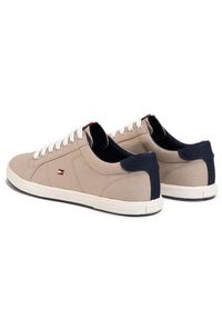 TOMMY HILFIGER - Tommy Hilfiger Tenisówki Iconic Long Lace Sneaker FM0FM01536AEP Beżowy. Kolor: beżowy. Materiał: materiał #3