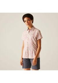 Regatta - Travel Packaway damska koszula z krótkim rękawem. Kolor: fioletowy. Materiał: materiał. Długość rękawa: krótki rękaw. Długość: krótkie. Sport: turystyka piesza #1