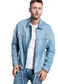 Jack & Jones - MĘSKA KURTKA JEANSOWA JACK & JONES JJICOACH JACKET OVERSIZE BLUE DENIM 12144846. Materiał: jeans, denim