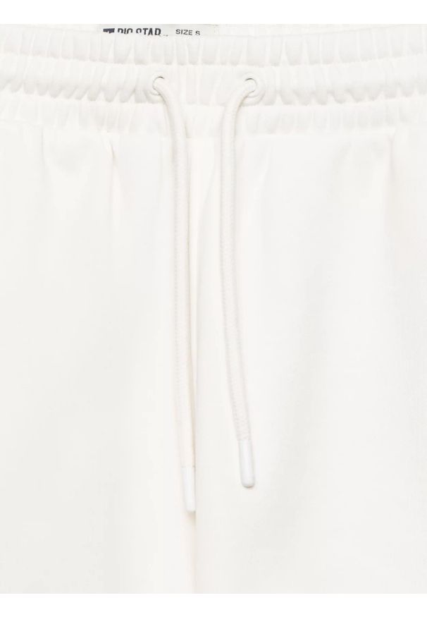 Big-Star - Szorty damskie dresowe z niewielkim haftem białe Meganta 100. Kolor: biały. Materiał: dresówka. Wzór: haft. Styl: klasyczny