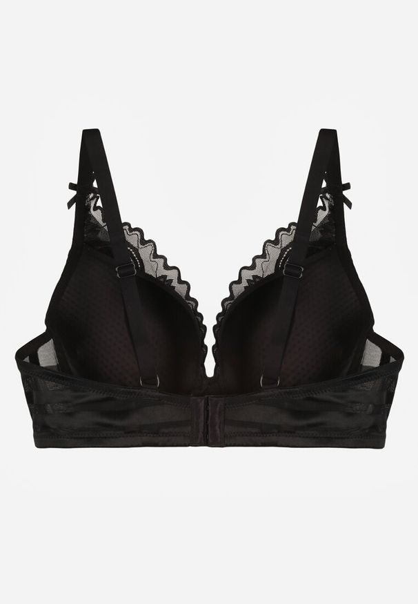 Renee - Czarno-Beżowy Biustonosz Ozdobiony Koronką i Kokardkami Sellene. Kolor: czarny. Materiał: koronka. Wzór: aplikacja, koronka