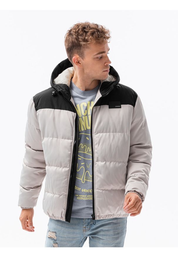 Szara kurtka Ombre Clothing na zimę
