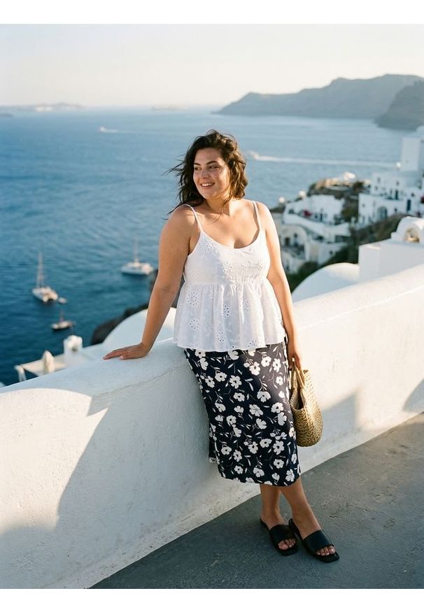 Sinsay - Spódnica midi z rozcięciem w kwiaty Plus size - czarny. Kolekcja: plus size. Kolor: czarny. Wzór: kwiaty