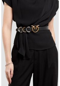 Pinko - PINKO Czarny pasek damski Cobain Belt H3, Rozmiar S. Kolor: czarny