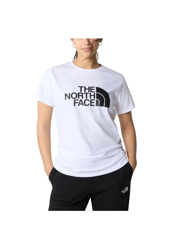 Koszulka damska The North Face S/S Easy z krótkim rękawem. Kolor: biały. Długość rękawa: krótki rękaw. Długość: krótkie