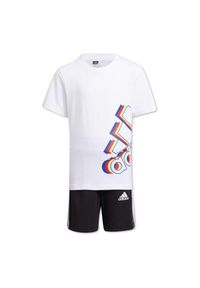 Koszulka + spodenki komplet dziecięcy Adidas Logo bawełniany. Kolor: czarny. Materiał: bawełna, poliester
