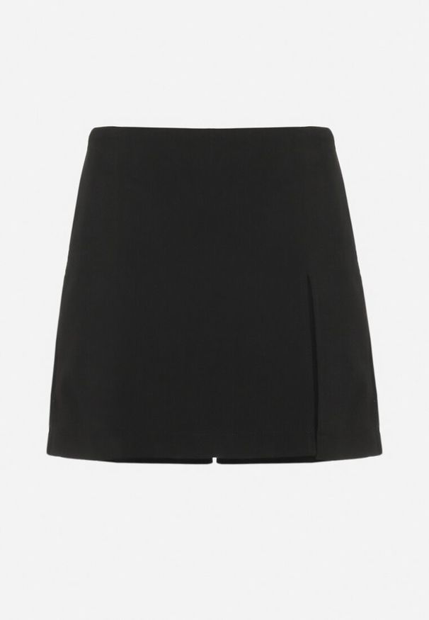 Born2be - Czarne Eleganckie Spódnico-Spodenki z Rozcięciem Jelrina. Okazja: na imprezę, na co dzień. Stan: podwyższony. Kolor: czarny. Styl: elegancki