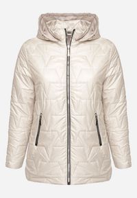 Born2be - Ciemnoszara Pikowana Kurtka z Kapturem w Klasycznym Stylu Mallissa. Okazja: na spacer. Typ kołnierza: kaptur. Kolekcja: plus size. Kolor: szary. Materiał: jeans. Wzór: aplikacja. Styl: klasyczny #7
