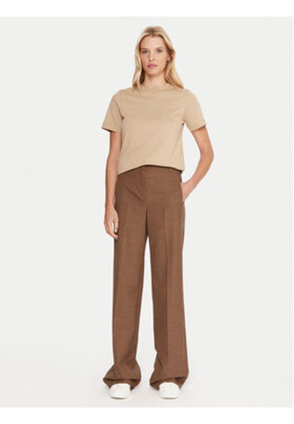 Lacoste T-Shirt TF0355 Beżowy Regular Fit. Kolor: beżowy. Materiał: bawełna