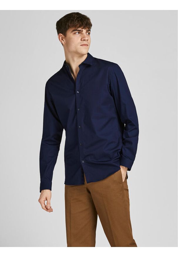 Jack & Jones Koszula 12201905 Granatowy Slim Fit. Kolor: niebieski. Materiał: bawełna
