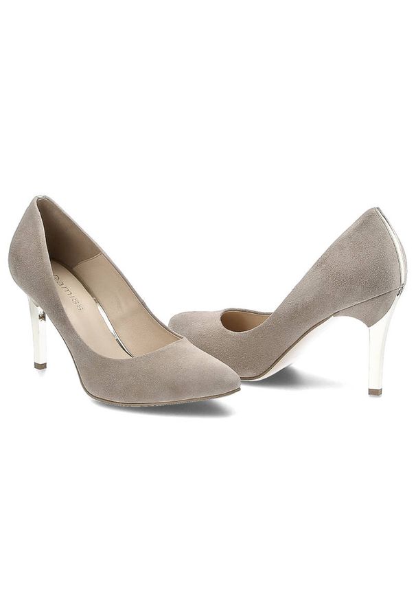 DAMISS - Beżowe Czółenka Damiss Eleganckie Buty Damskie Na Szpilce. Okazja: na spotkanie biznesowe. Kolor: beżowy. Materiał: zamsz. Obcas: na szpilce. Styl: elegancki. Wysokość obcasa: średni
