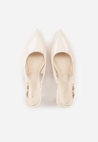 Renee - Beżowe Eleganckie Szpilki Slingback VICES z Ozdobną Aplikacją przy Pasku Natera. Zapięcie: pasek. Kolor: beżowy. Wzór: aplikacja. Obcas: na szpilce. Styl: elegancki. Wysokość obcasa: średni #3