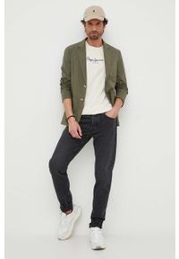 Pepe Jeans marynarka bawełniana Bernstein kolor zielony. Okazja: na co dzień. Kolor: zielony. Materiał: bawełna. Styl: casual, klasyczny #5