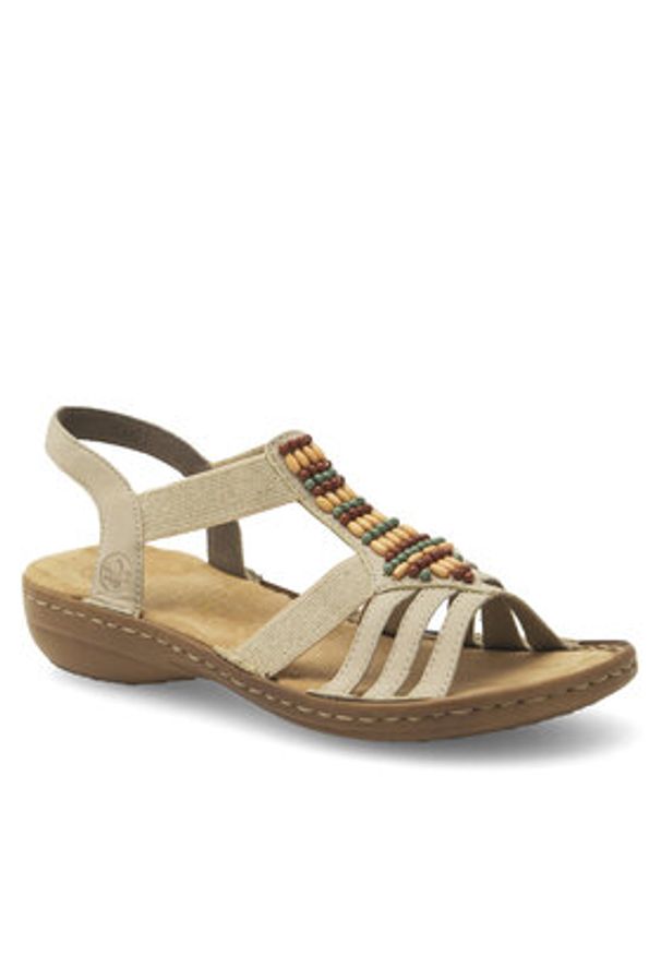 Rieker Sandały 60851-62 Beżowy. Kolor: beżowy. Materiał: skóra