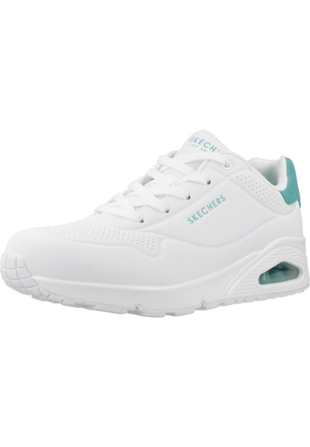 skechers - Buty do chodzenia damskie Skechers 177092WMNT. Kolor: biały, niebieski, wielokolorowy. Materiał: materiał, syntetyk. Szerokość cholewki: normalna. Model: Skechers Sport. Sport: turystyka piesza