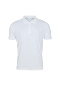 JUST COOL - Męska Gładka Koszulka Polo. Typ kołnierza: polo. Kolor: biały. Wzór: gładki #1