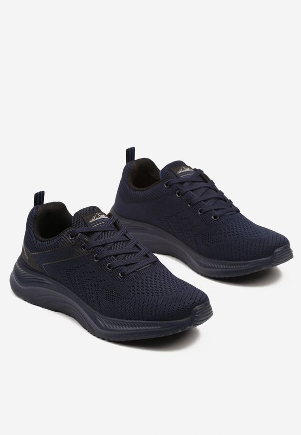 Born2be - Granatowe Buty Sportowe z Siateczki na Grubej Podeszwie Sznurowane Fiomira. Okazja: na co dzień. Kolor: niebieski. Materiał: jeans, materiał. Szerokość cholewki: normalna