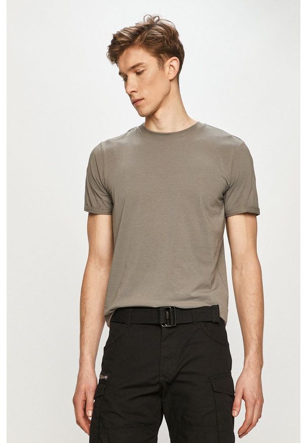 Jack & Jones - T-shirt. Okazja: na co dzień. Kolor: szary. Materiał: dzianina. Wzór: gładki. Styl: casual