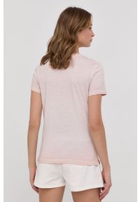 Guess t-shirt bawełniany kolor różowy. Okazja: na co dzień. Kolor: różowy. Materiał: bawełna. Wzór: aplikacja. Styl: casual #3