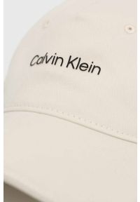Calvin Klein Performance czapka z daszkiem CK Athletic kolor beżowy z nadrukiem. Kolor: beżowy. Materiał: włókno, materiał. Wzór: nadruk #3