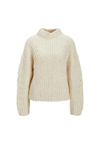 Damski sweter z długim rękawem JJXX maxime. Kolor: biały. Materiał: polar. Długość rękawa: długi rękaw. Długość: długie. Sezon: zima #1