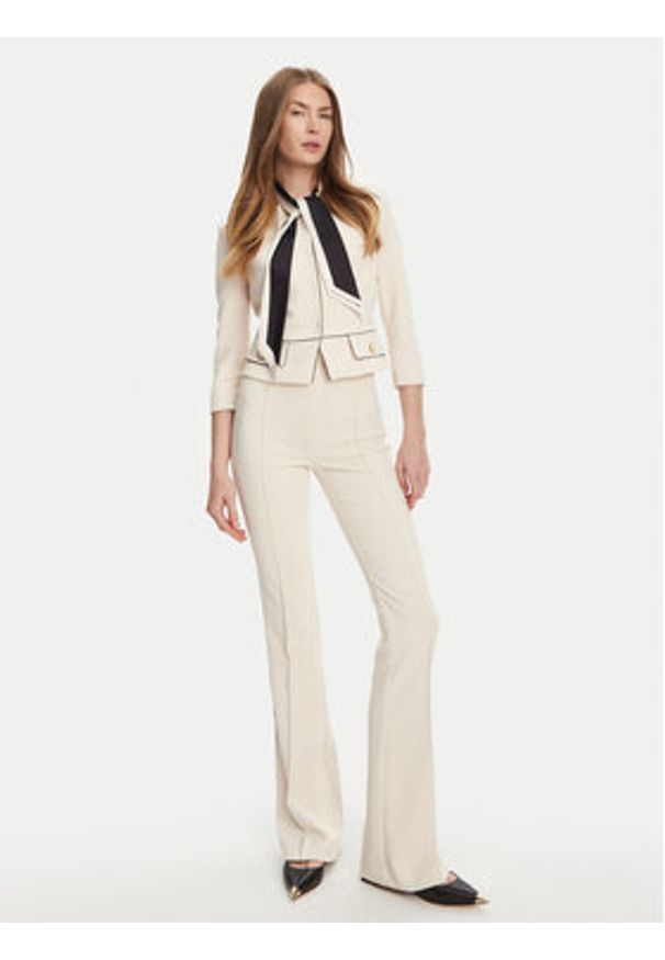 Elisabetta Franchi Marynarka GI-T51-51E2-V560 Écru Regular Fit. Materiał: syntetyk