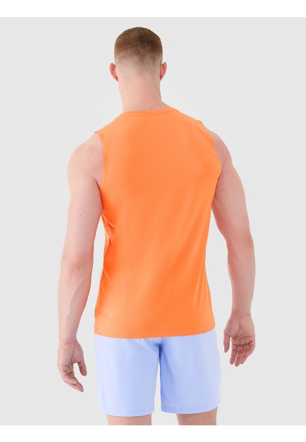 4f - 4F Tank top regular szybkoschnący męski - pomarańczowy L. Kolor: pomarańczowy. Materiał: dzianina, elastan, włókno, syntetyk, materiał. Wzór: gładki, jednolity, ze splotem. Sport: fitness