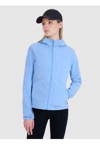 4f - 4F Kurtka softshell wiatroodporna membrana 5000 damska - granatowa XS. Typ kołnierza: kaptur. Kolor: niebieski. Materiał: softshell. Technologia: Windstopper. Sezon: zima