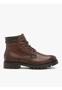 Ryłko - Brązowe ocieplane trzewiki. Okazja: na co dzień. Wysokość cholewki: przed kolano. Zapięcie: sznurówki. Kolor: brązowy. Materiał: skóra. Szerokość cholewki: normalna. Styl: casual, elegancki, street #1