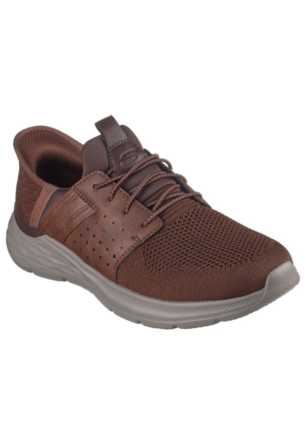 skechers - Buty SKECHERS GARNER - NEWICK SLPI - INS Brązowy. Kolor: brązowy. Materiał: tkanina, syntetyk