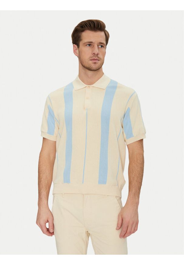 Blend Polo 20717954 Beżowy Regular Fit. Typ kołnierza: polo. Kolor: beżowy. Materiał: bawełna