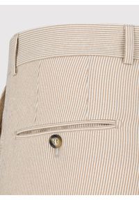 Pako Lorente - PAKO LORENTE - Beżowe spodnie ganiturowe w prążek. Kolor: beżowy. Materiał: poliester, elastan, wiskoza. Wzór: prążki. Styl: elegancki, młodzieżowy #3