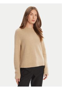 BOSS Sweter Febisan 50478315 Beżowy Regular Fit. Kolor: beżowy. Materiał: wełna