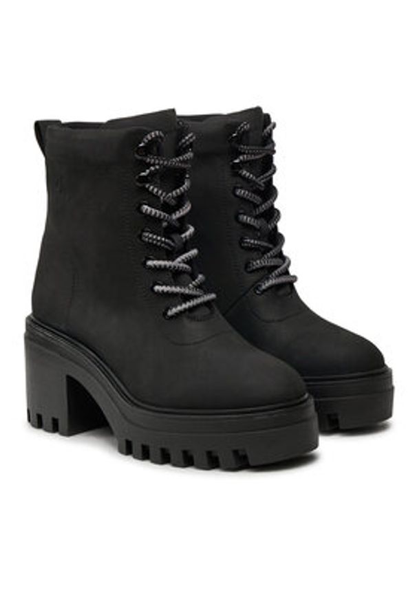 Calvin Klein Jeans Trzewiki Chunky Heeled Zip Boot Lth YW0YW01548 Czarny. Kolor: czarny. Materiał: nubuk, skóra