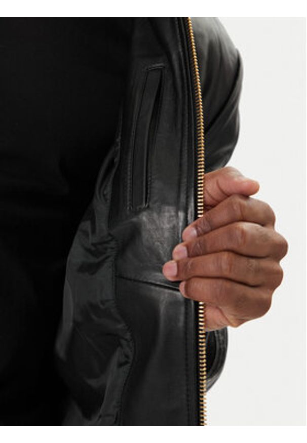 Versace Jeans Couture Kurtka skórzana 79GAVP06 CPPS3 Czarny Regular Fit. Kolor: czarny. Materiał: skóra