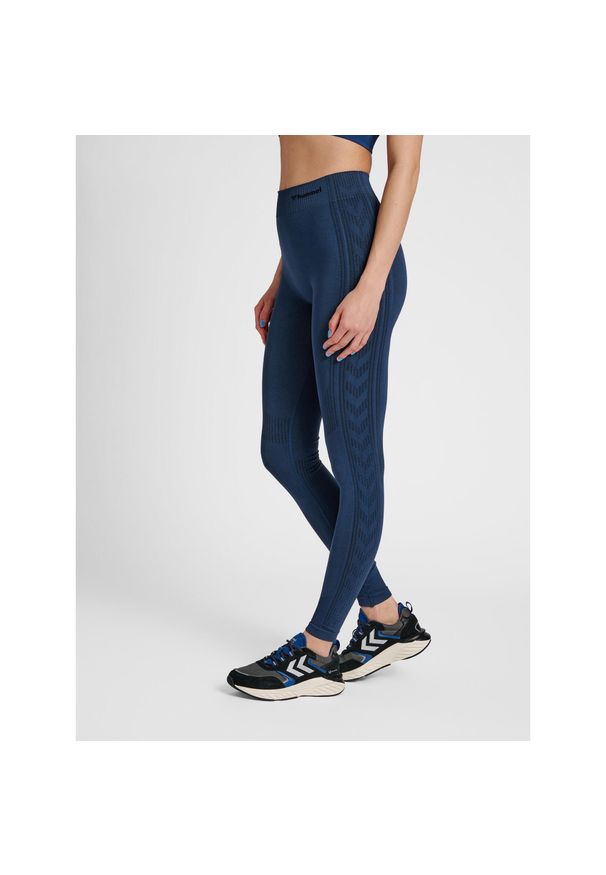 Damskie legginsy mid-rise Hummel Shaping. Kolor: niebieski. Materiał: dzianina, materiał