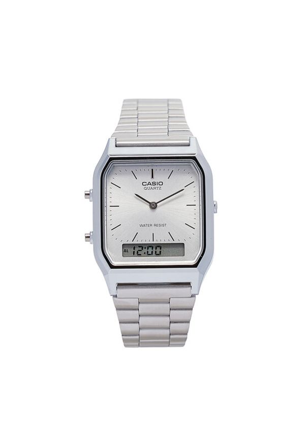 Casio Zegarek Vintage Maxi AQ-230A-7AMQYES Srebrny. Kolor: srebrny. Styl: vintage