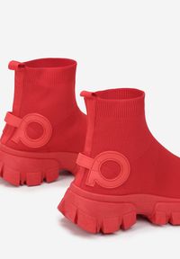 Born2be - Czerwone Sneakersy Amathime. Wysokość cholewki: za kostkę. Kolor: czerwony. Materiał: materiał. Szerokość cholewki: normalna #3